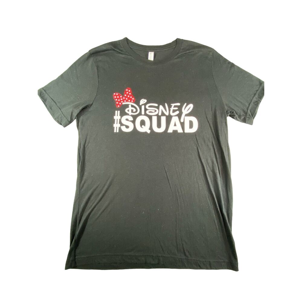 Disney Squad Shirt Womens Large Black Minnie Mouse Bow Canvas Tee #DisneySquad